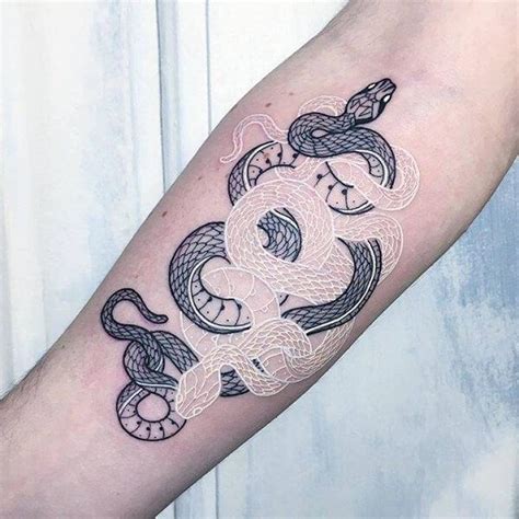 Intricate Black & White Snake Tattoos By Mirko Sata