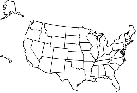 Black And White Us State Map Printable