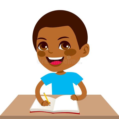 Black Boy Writing Clipart