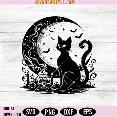 Download Black Cat SVG Bundle, Cat Svg, Moon... Files DXF Files