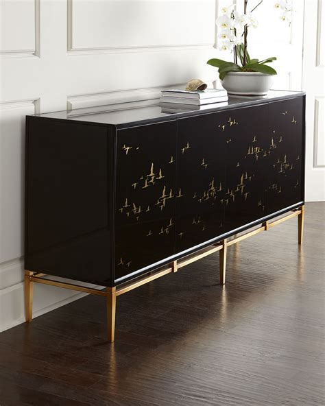 Console in Distressed Black Finish Console Antiqued console, Storage spaces