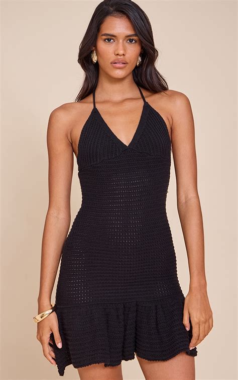 Black Crochet Mini Dress