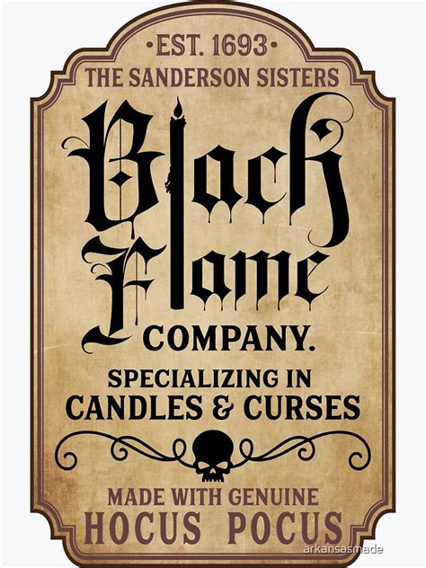 Black Flame Candle Label Printable