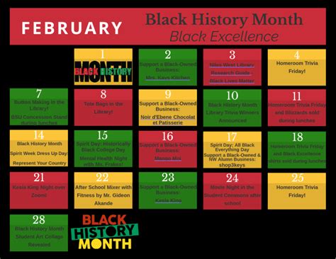 Black History Month Calendar Template