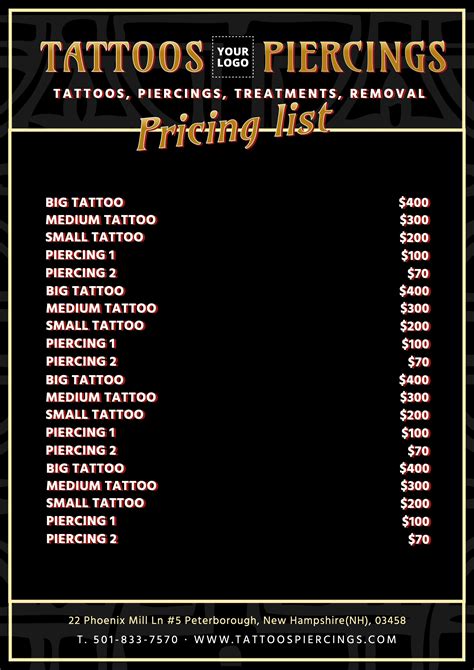 Black Ink Tattoo Shop Prices TATOCROT