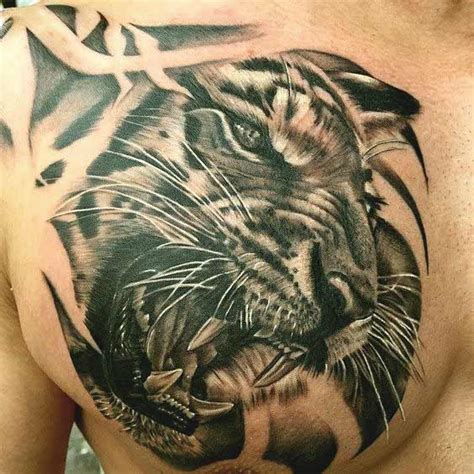 Black and gray Tiger tattoo design, Mens tiger tattoo