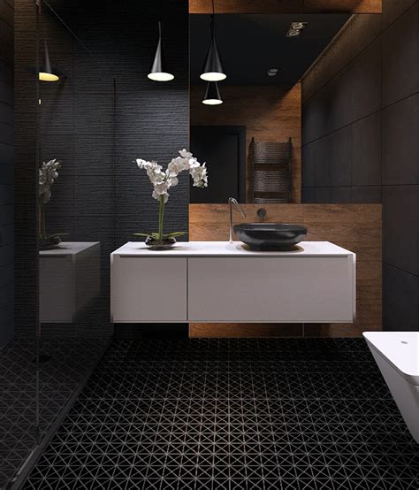 Black Tile Bathroom Floor