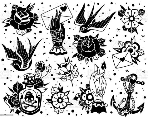Black Traditional Tattoo Flash