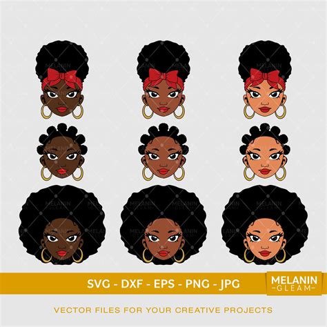 Download Black Woman Face Bundle Printable