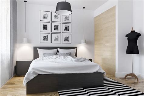 Black and white artwork in bedroom