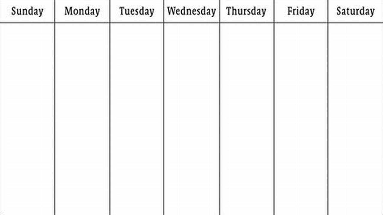 Blank 1 Week Calendar