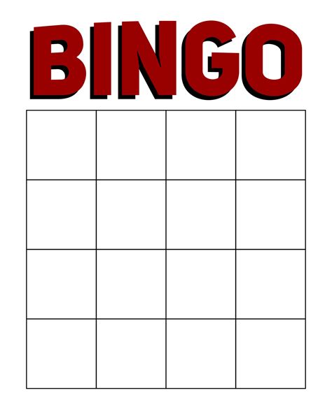 Blank Bingo Card Template Free