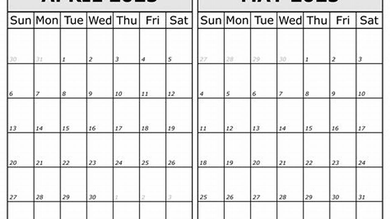 Blank Calendar For April May And June 2025
