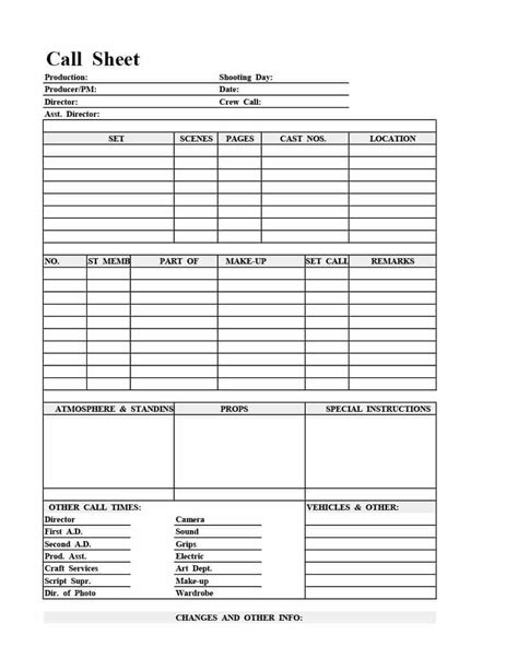 Blank Call Sheet Template: The Ultimate Guide For 2023