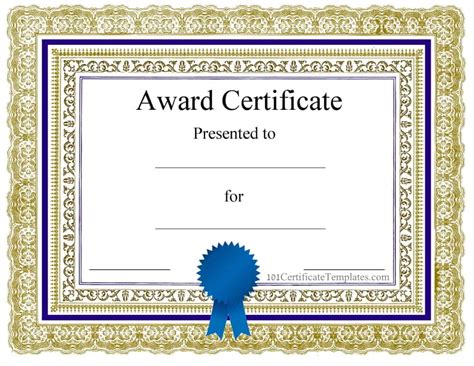 Blank Certificate Templates Free