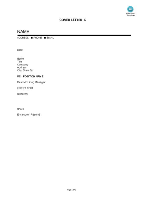 Blank Cover Letter Template