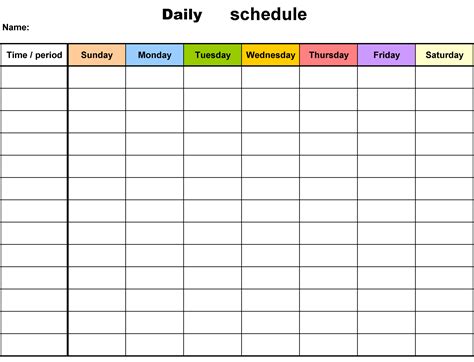 Blank Daily Calendar Template