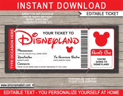 Blank Disney Ticket Template