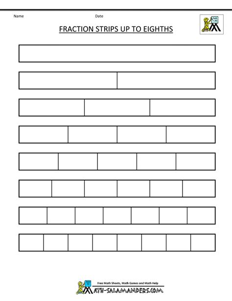 Blank Fraction Strips Printable