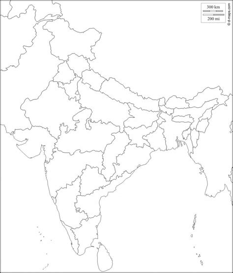 Outline Map of India with States Free Vector Maps