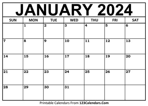 Blank Jan Calendar