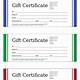 Blank Printable Gift Certificates
