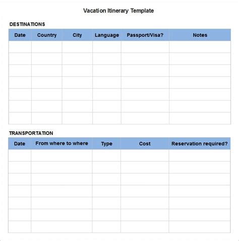 9+ Sample Blank Itinerary Templates DOC, PDF
