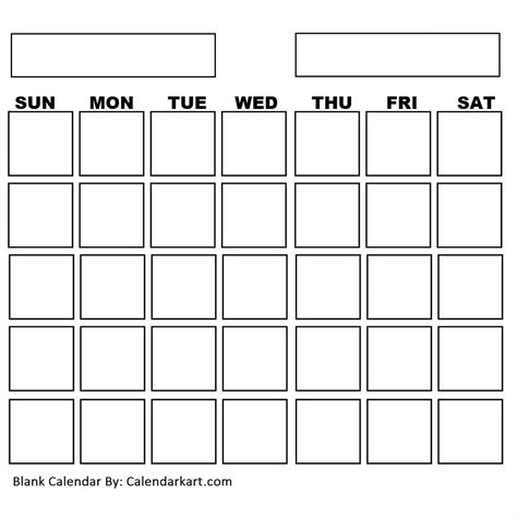 Printable Calendar Empty / Blank Calendar Template Free Printable Blank Calendars / Blank