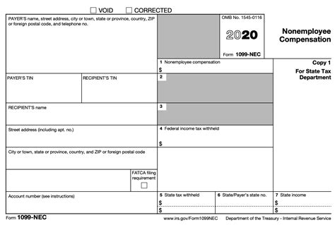 Blank 1099 Nec Form 2020 Printable