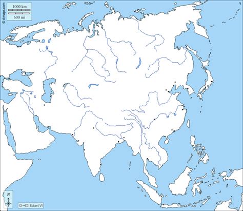 Blank Map of Asia with Rivers Blank World Map