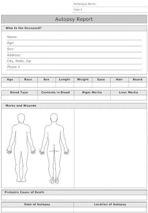 Blank Autopsy Report Template - TEMPLATES EXAMPLE | TEMPLATES EXAMPLE