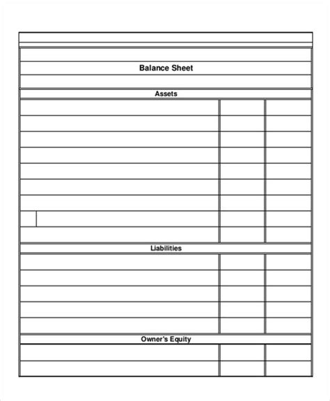 Blank Balance Sheet Printable