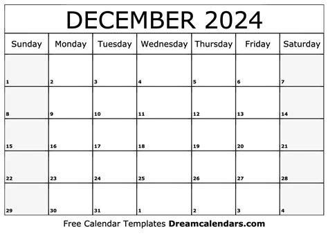 Editable Calendar December 2024