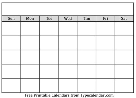 Blank Calendar Template Download