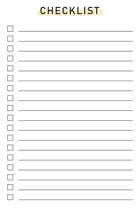 Blank Checklist Template - Checklist Template