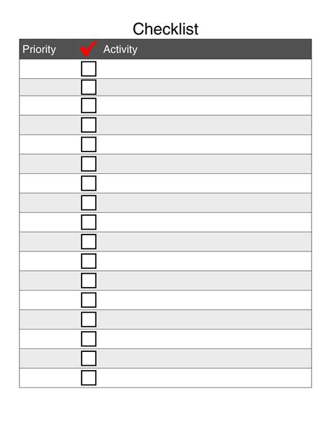 Blank Checklist Template Word ~ Addictionary