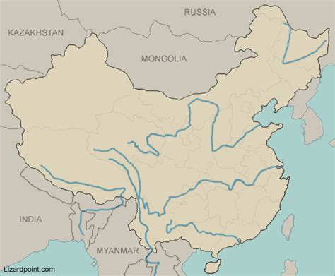 Blank Map Of China With Rivers And Mountains Blank Location Map of