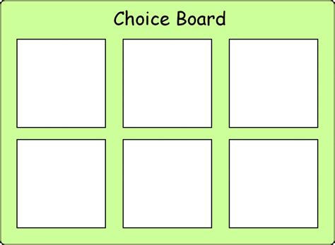 Blank Choice Board Template