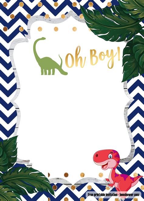 Blank Dinosaur Invitation Template Free