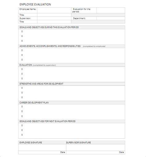 Blank Evaluation Form Template