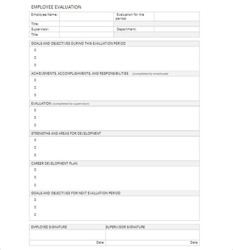 Blank Evaluation Form Template | Sample Professional Template