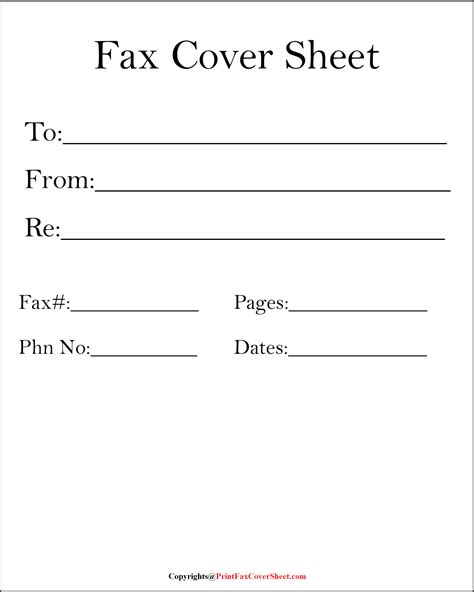 Blank Fax Cover Sheet Template