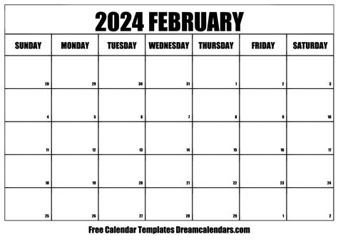 Blank Feb Calendar