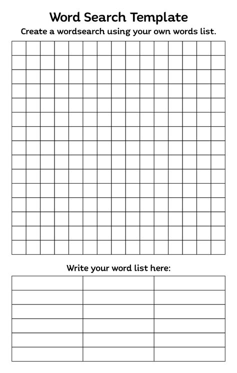 Blank Find A Word Template