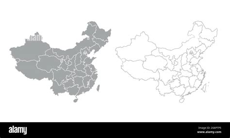 Map of China gray stock illustration. Illustration of provinces 2303230