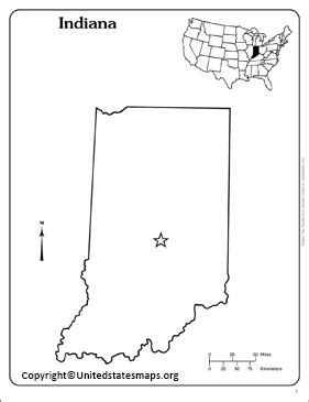 Indiana blank outline Map Large Printable High Resolution and