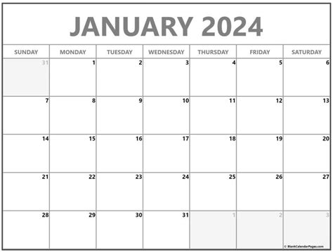 Blank January 2024 Calendar Printable PDF Templates: A Comprehensive Guide