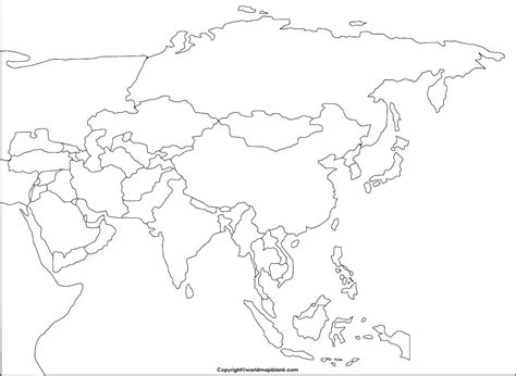 Blank Map of Asia Printable