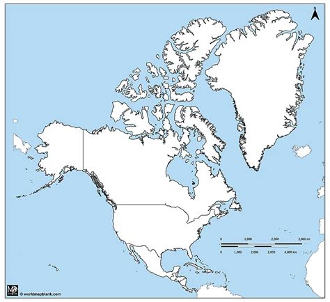 Large Blank Map Of North America