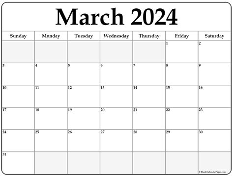 Blank March 2023 Printable Calendar
